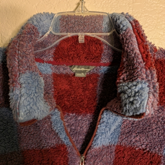 Eddie Bauer Cozy Checkered Fleece Pullover Size Xl Pre-owned - Picture 4 of 6